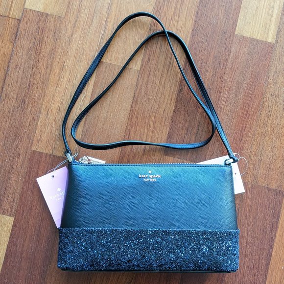NWT* Black Kate Spade Flash Glitter Crossbody - small - Picture 2 of 7